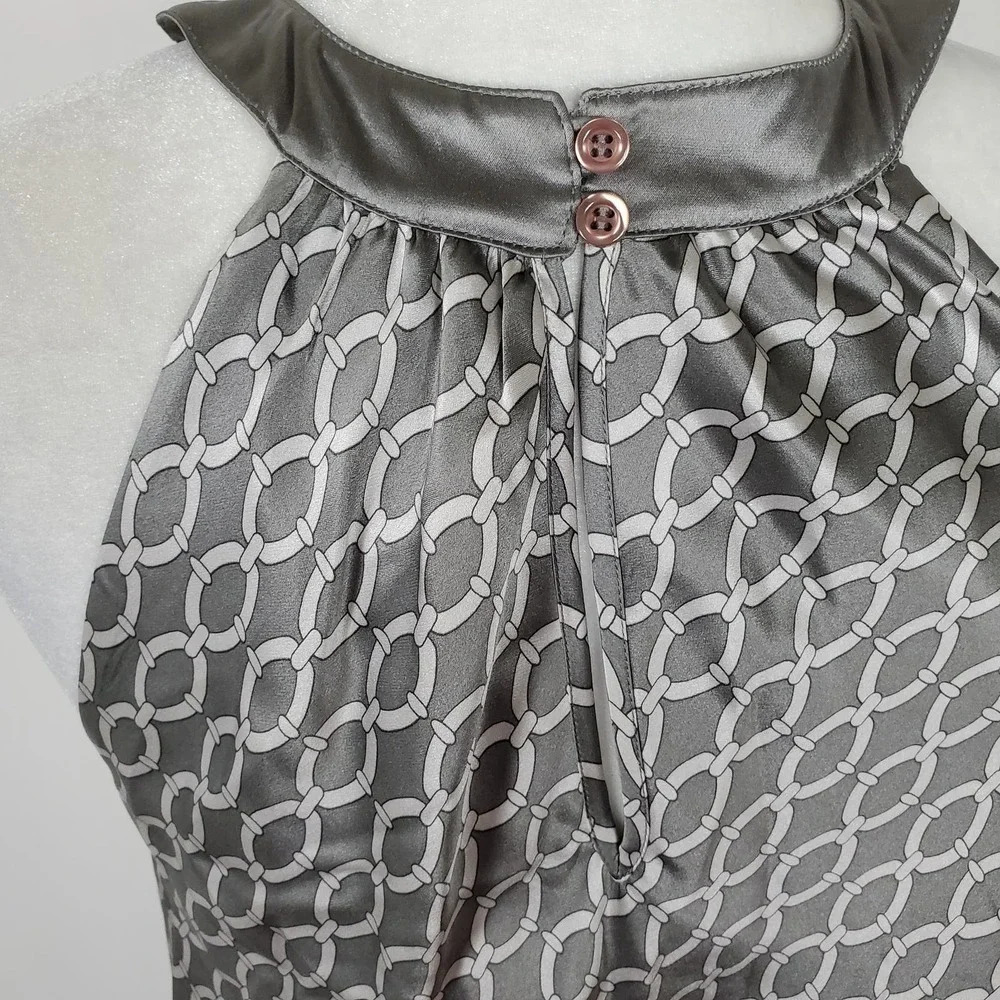 INC International Concepts Silk Gray Print Sleeveless Midi Shift Dress Womens 14 - Picture 5 of 8